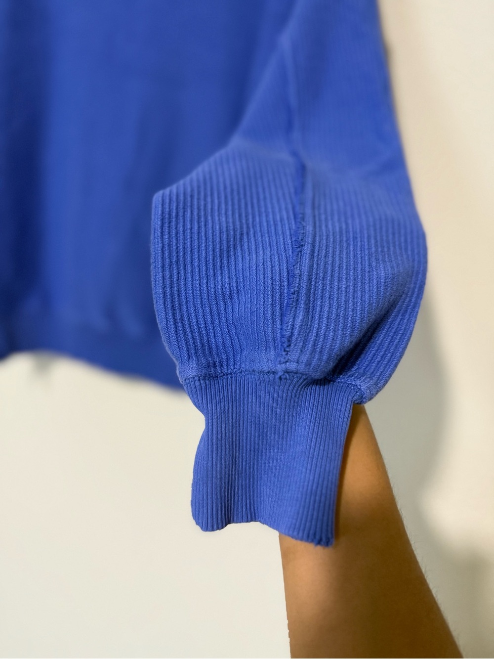 aerie Men's Royal Blue Ribbed Crewneck Sweatshirt - Picture 5 of 9